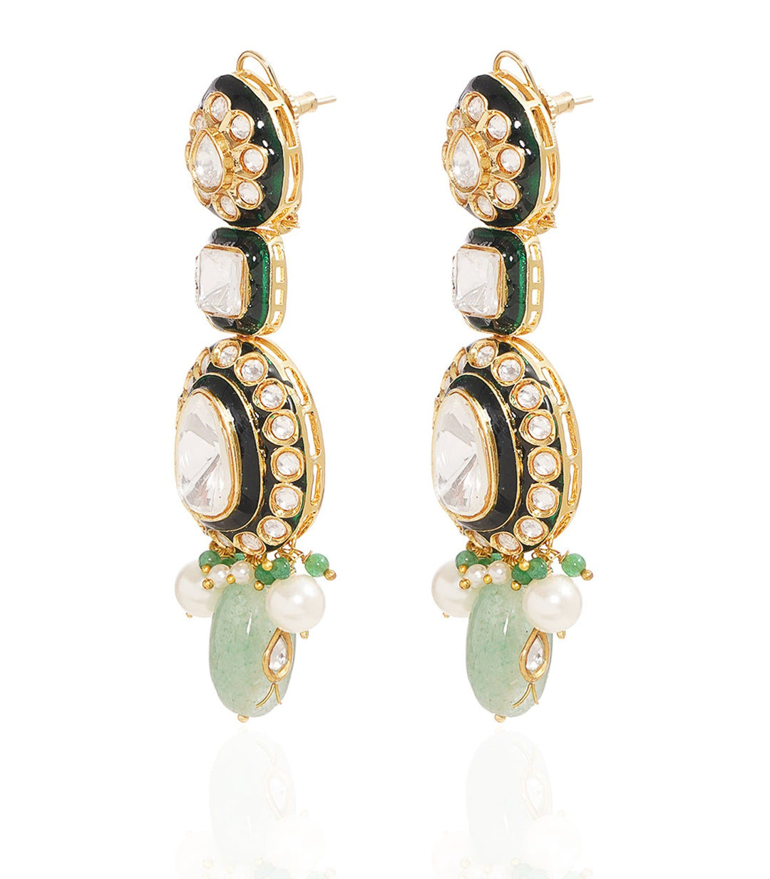 VRINDA GREEN POLKI NECKLACE SET