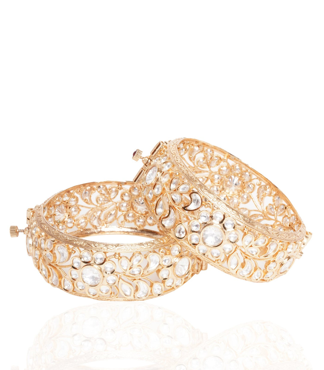 CHANDNI GOLD PLATED KUNDAN FLOWER BANGLES