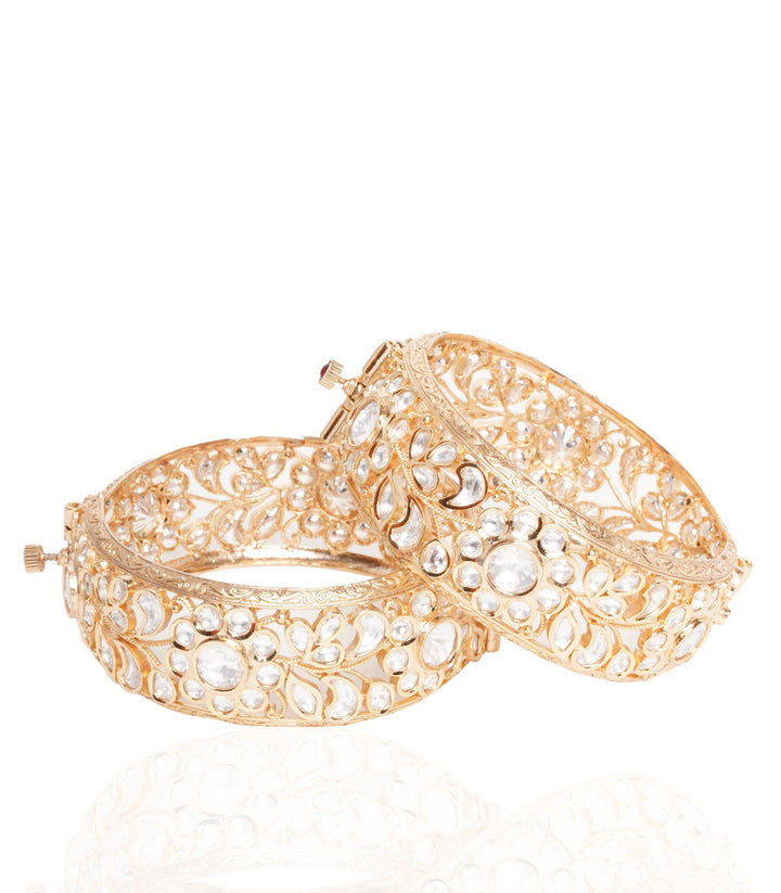 CHANDNI GOLD PLATED KUNDAN FLOWER BANGLES