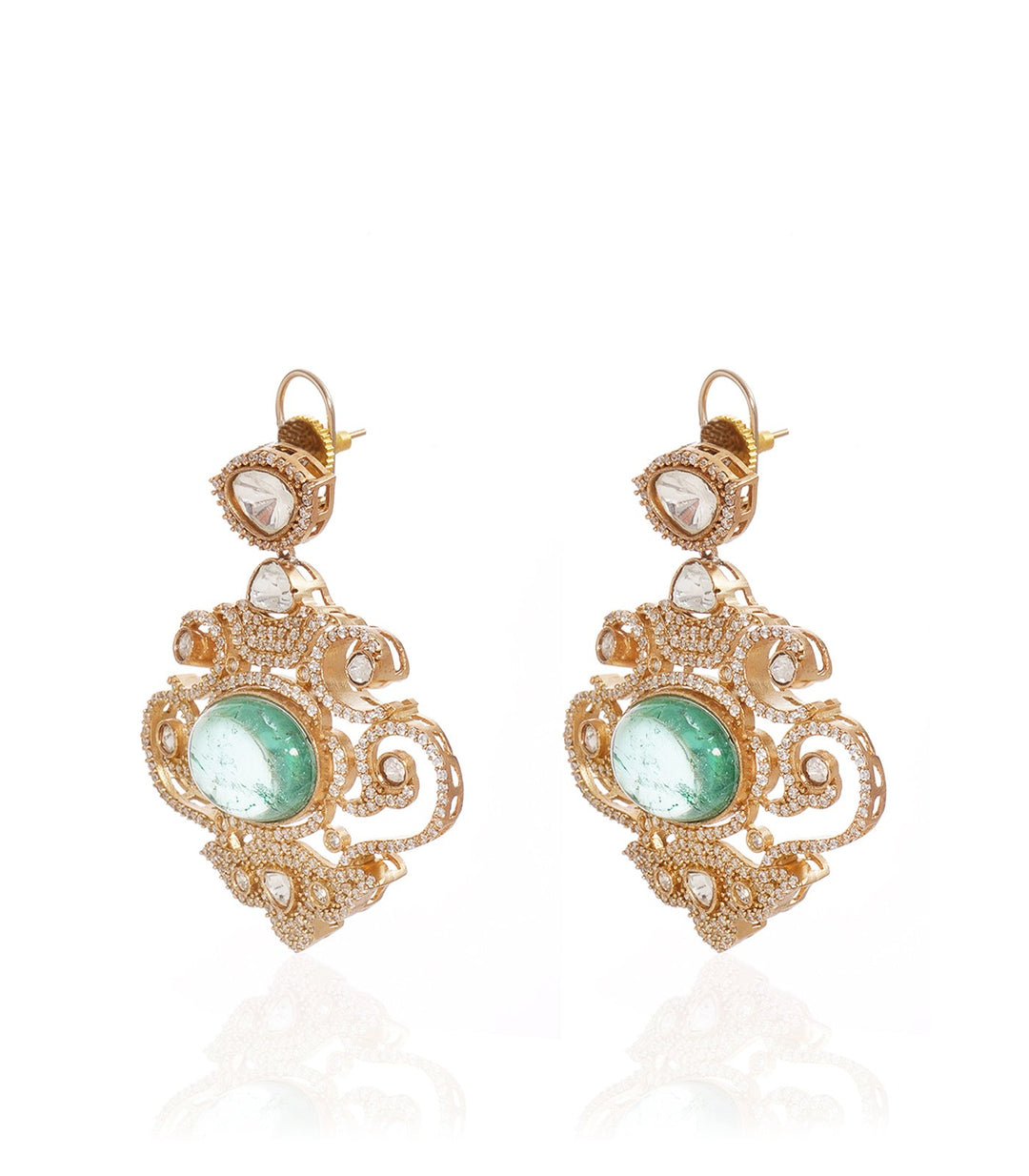PANKTI MINT POLKI LONG NECKLACE