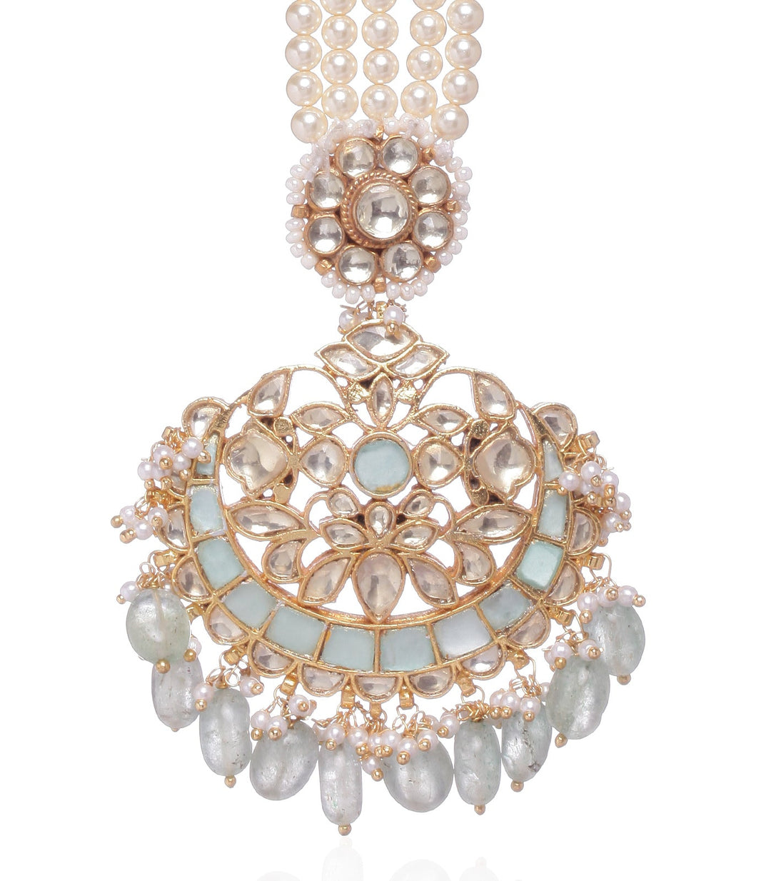 AASHIMA MINT KUNDAN TIKA WITH GREEN DROPS