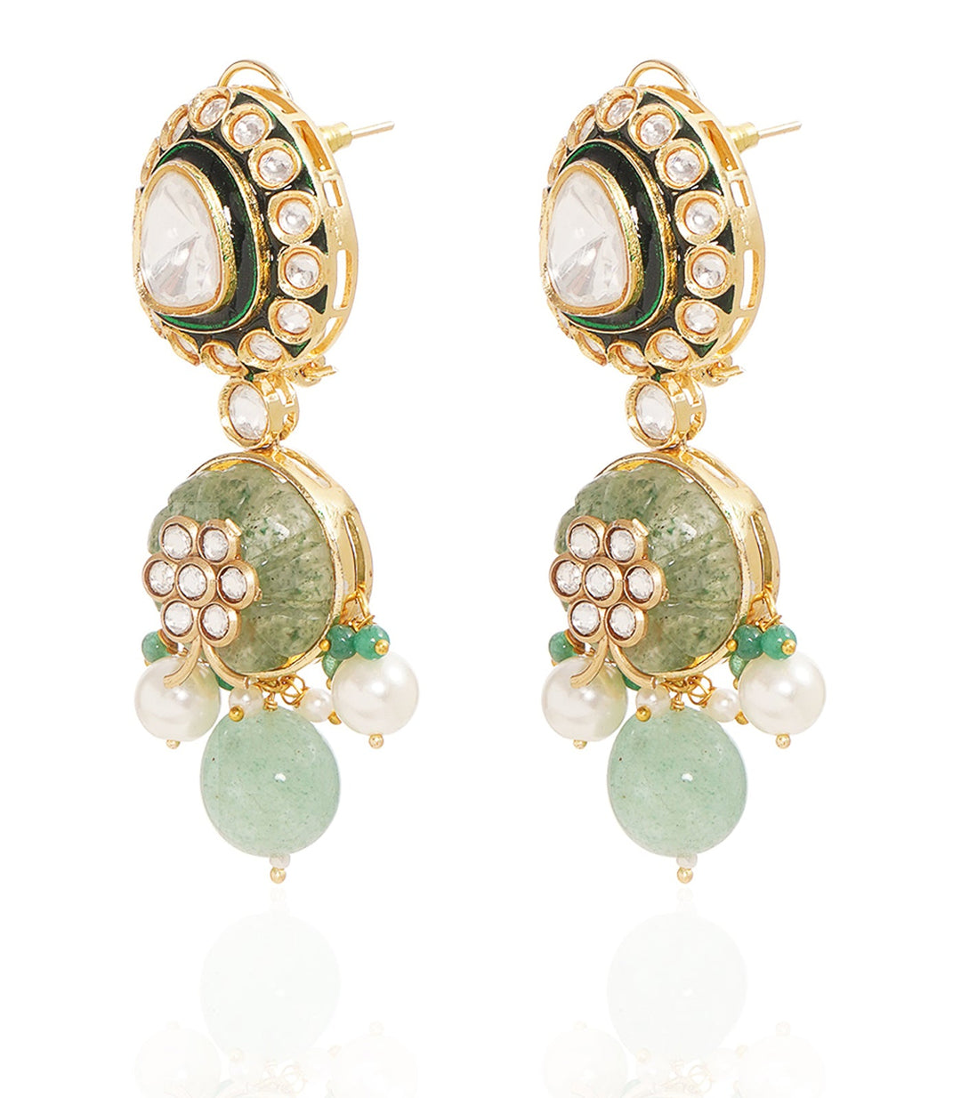 YASHI GREEN POLKI NECKLACE SET