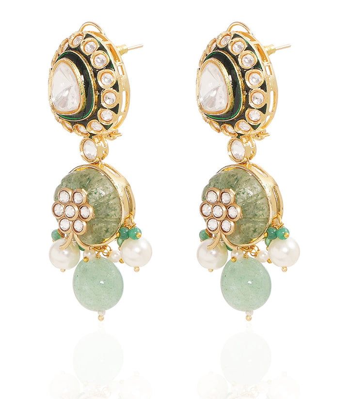 YASHI GREEN POLKI NECKLACE SET