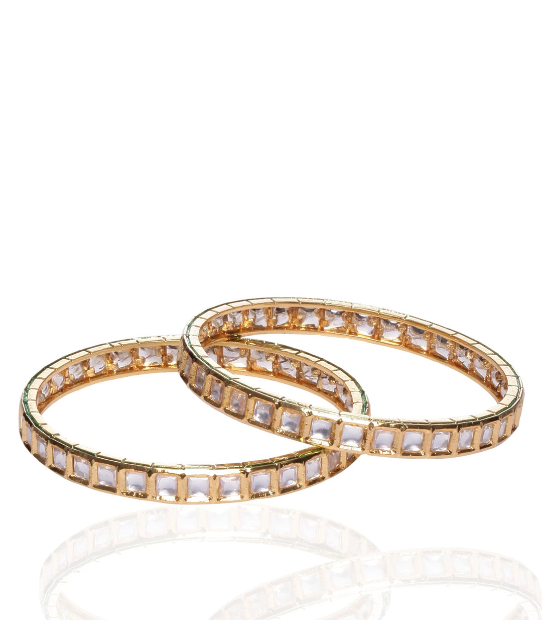 GOLD PLATED SINGLE LINE KUNDAN BANGLES