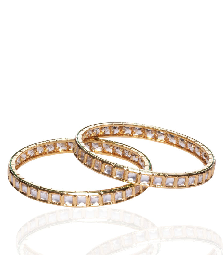 GOLD PLATED SINGLE LINE KUNDAN BANGLES