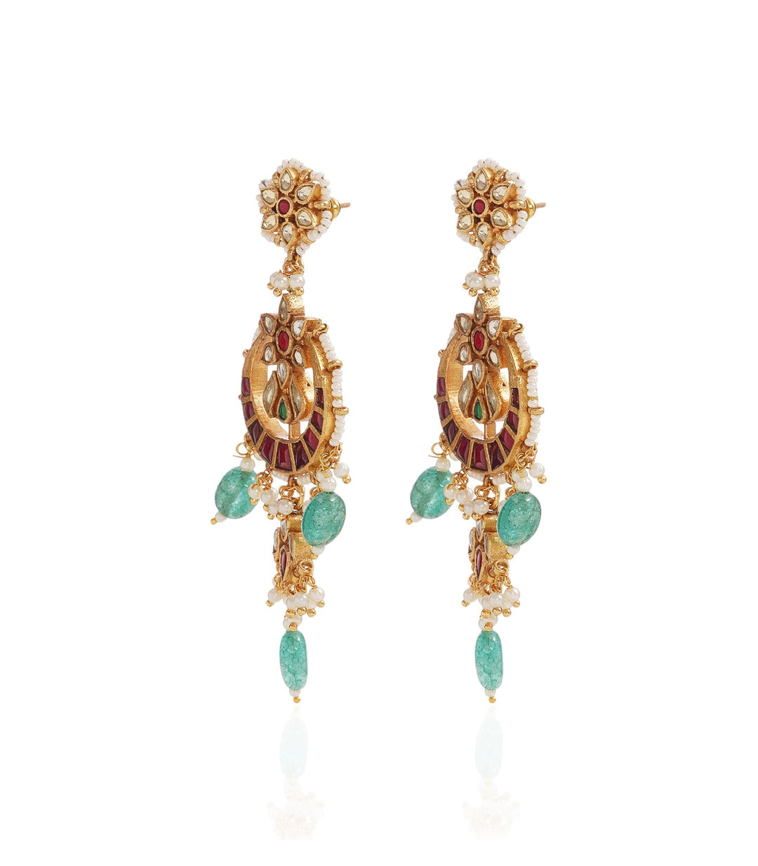 KAVYANSHI RED & GREEN KUNDAN NECKLACE SET