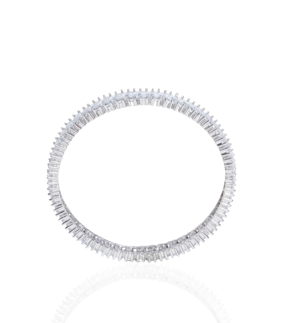 SILVER FINISH ZIRCON BANGLES  SET OF TWO