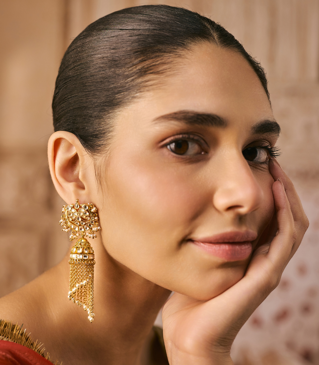 MIRA WHITE KUNDAN JHUMKA