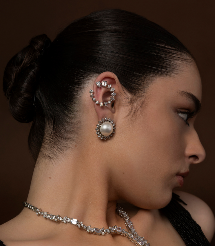 RUHI SILVER FINISH ZIRCON STUD