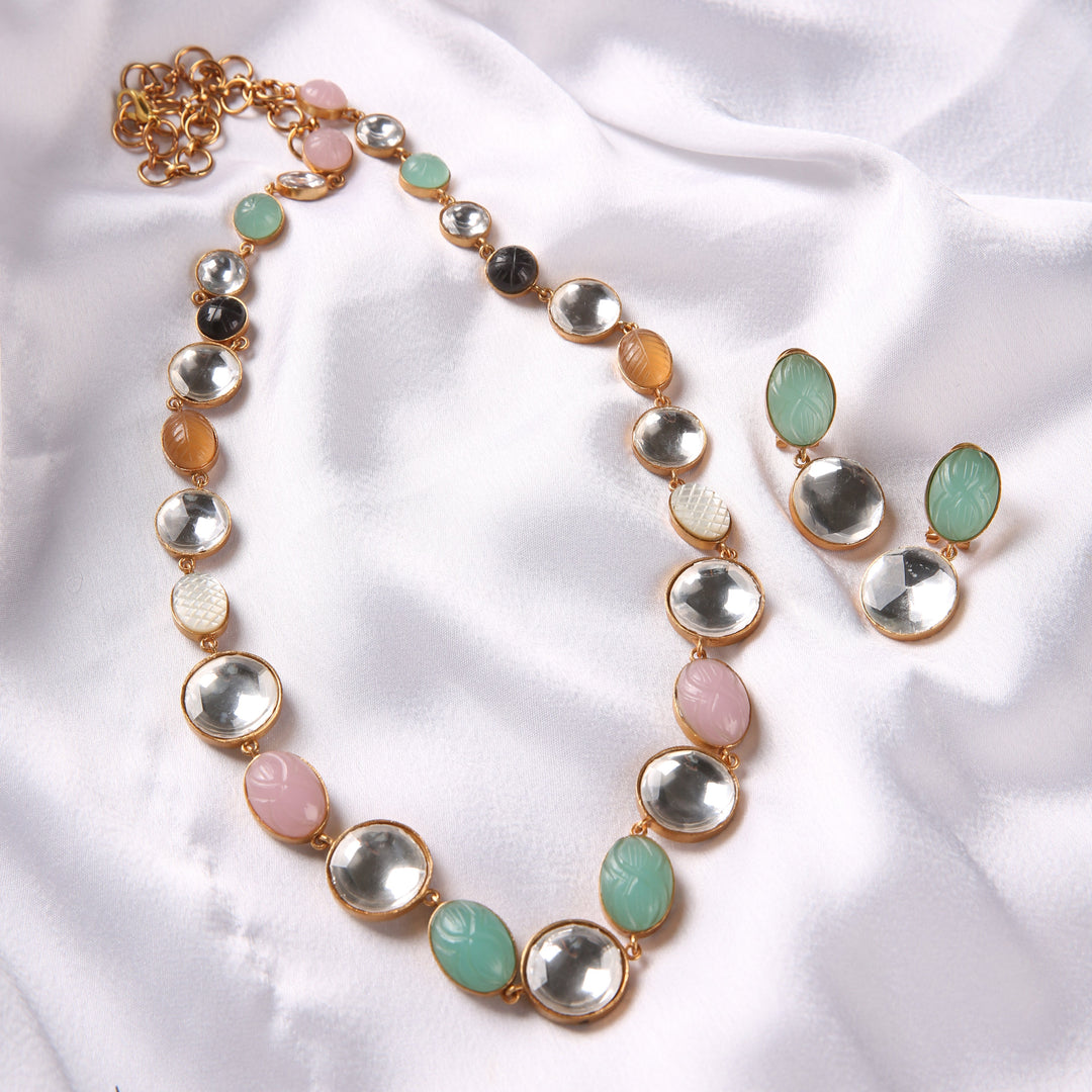 Menka Navratan Polki Necklace Set