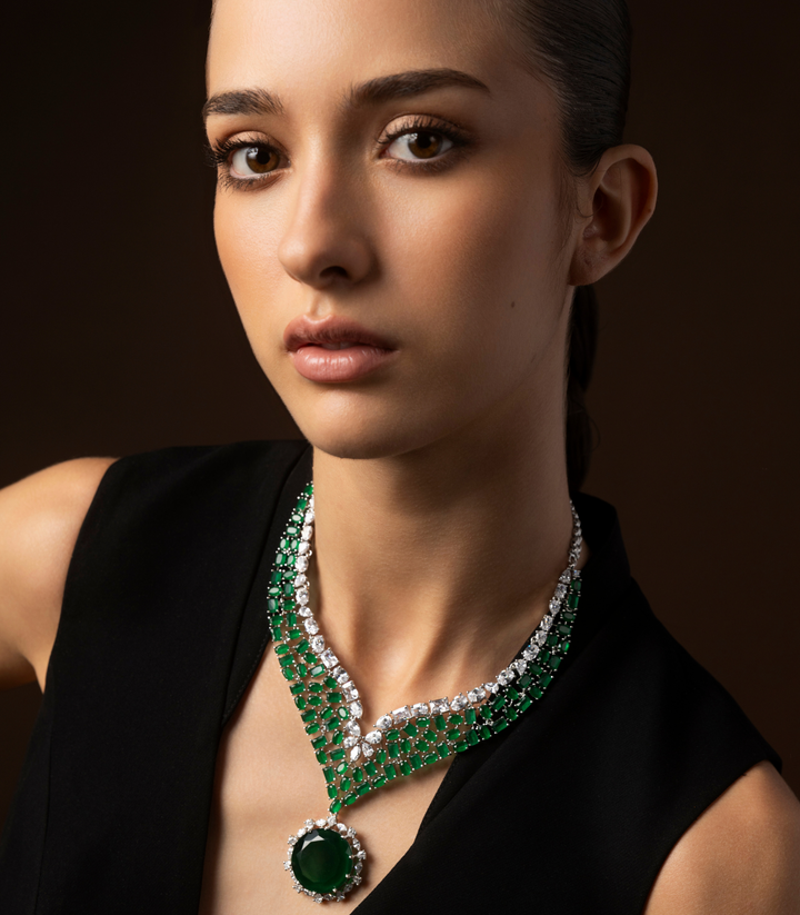 RUHI GREEN ZIRCON NECKLACE SET