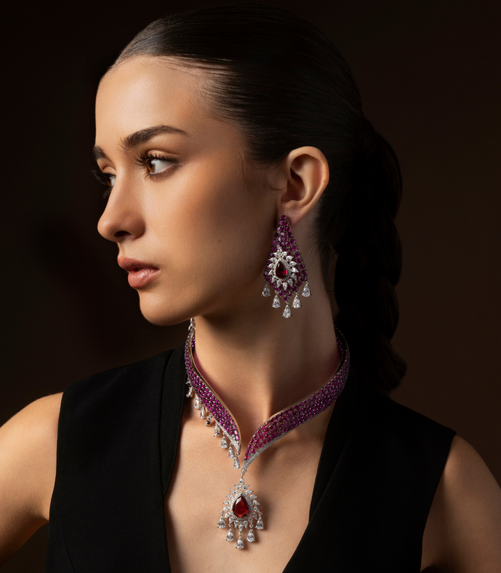 ZOE PURPLE ZIRCON NECKLACE SET