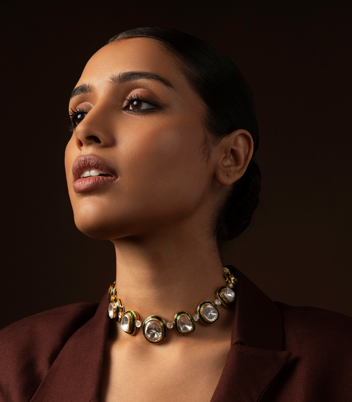 INAAYA GREEN POLKI NECKLACE SET