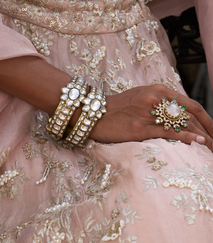 GIRISHA GOLD PLATED KUNDAN BANGLES