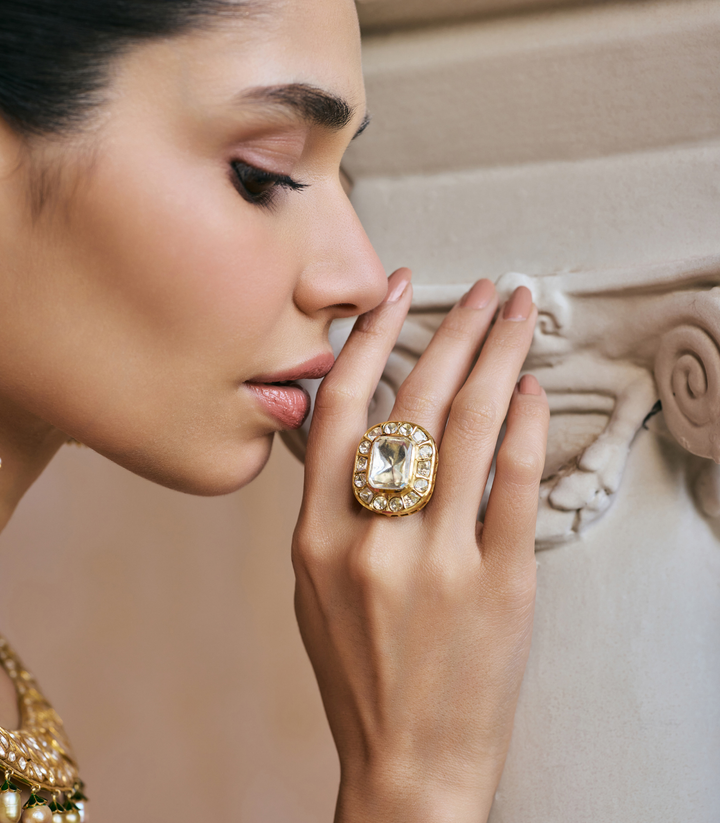 BHUMI GOLD PLATED POLKI RING