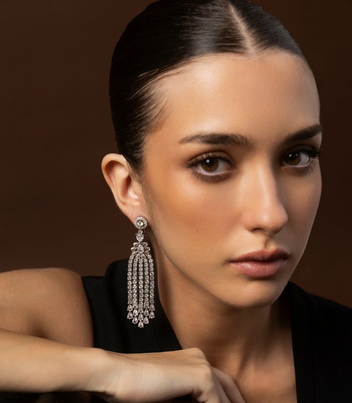 KATHY SILVER FINISH ZIRCON ZIRCON EARRING