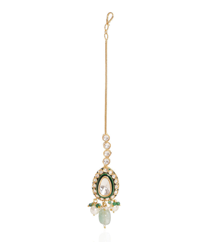 YASHI GREEN POLKI NECKLACE SET