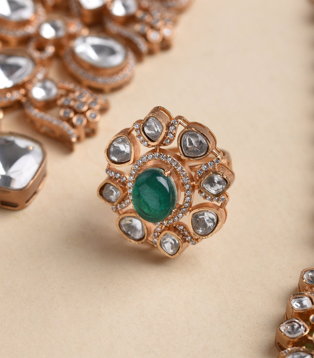 SADHIKA GREEN POLKI NECKLACE SET