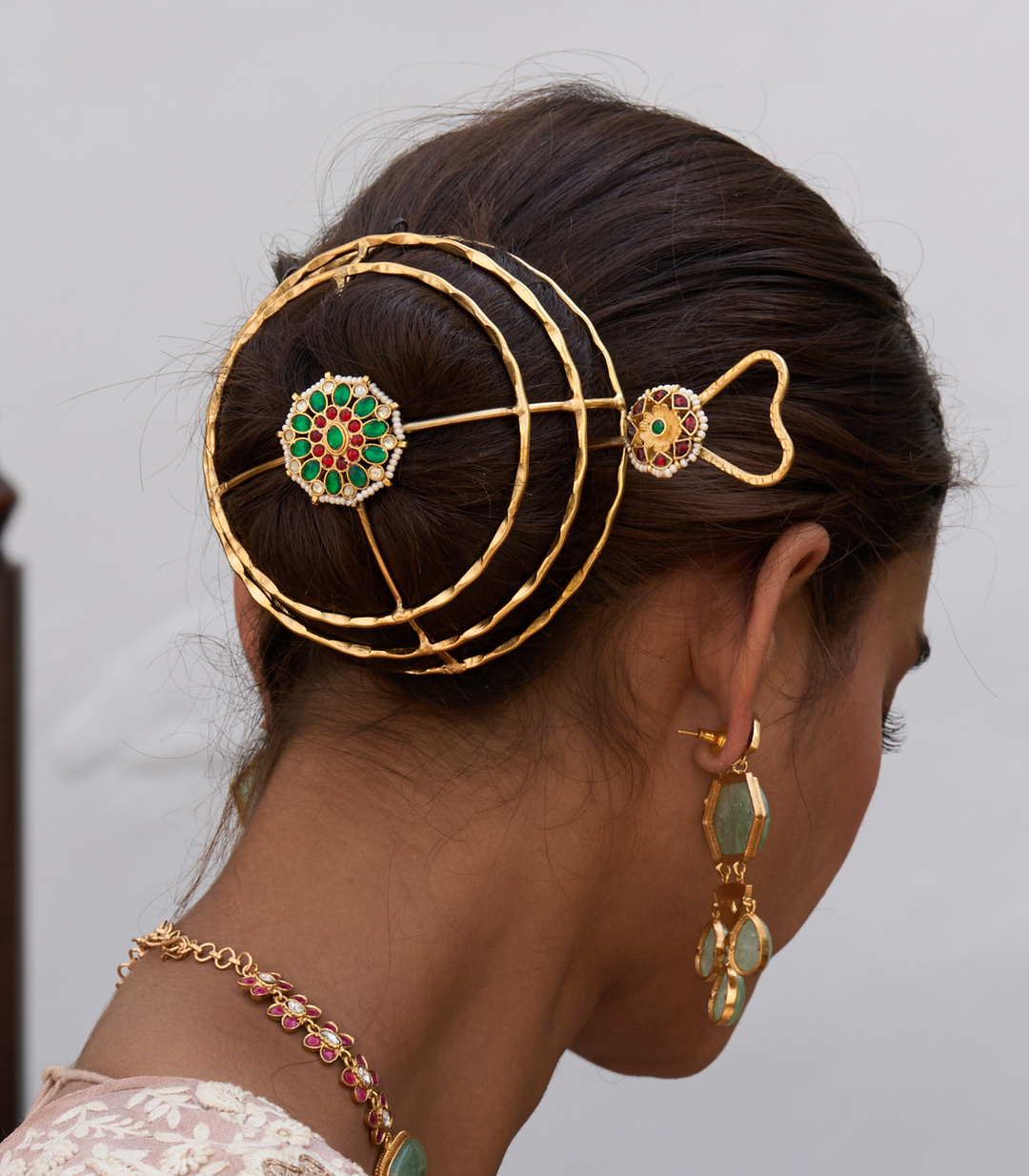 HEENA RED & GREEN  KUNDAN JUDA PIN