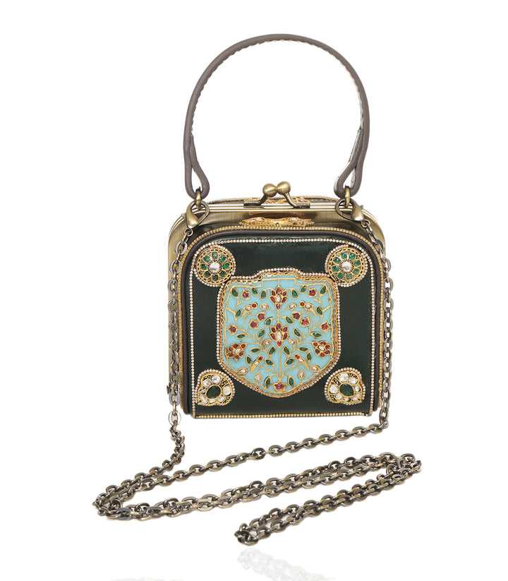 MISHIKA GREEN KUNDAN HAND BAG