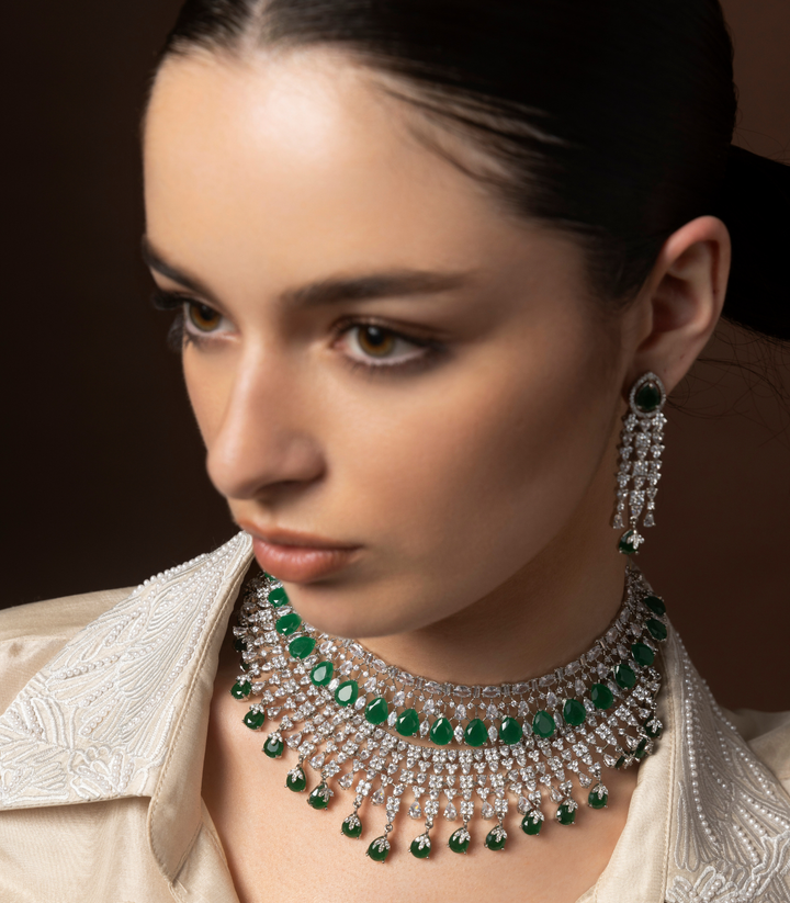 DEVANSHA GREEN ZIRCON NECKLACE SET