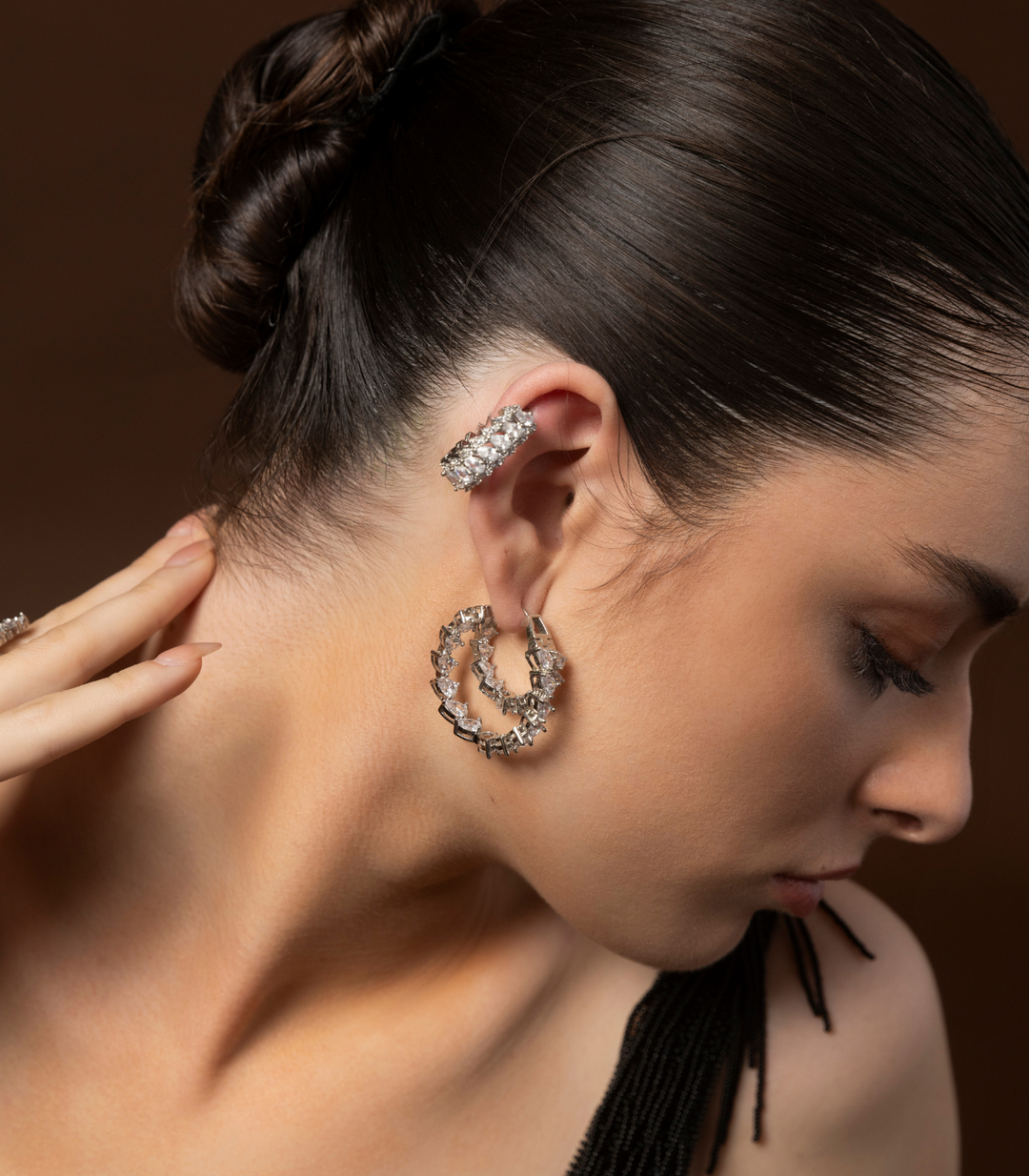 KIARA SILVER FINISH ZIRCON STUD