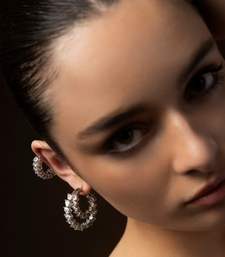 KIARA SILVER FINISH ZIRCON STUD