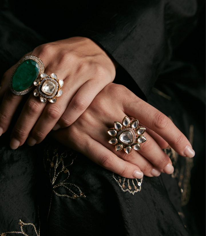 KASHI WHITE POLKI RING