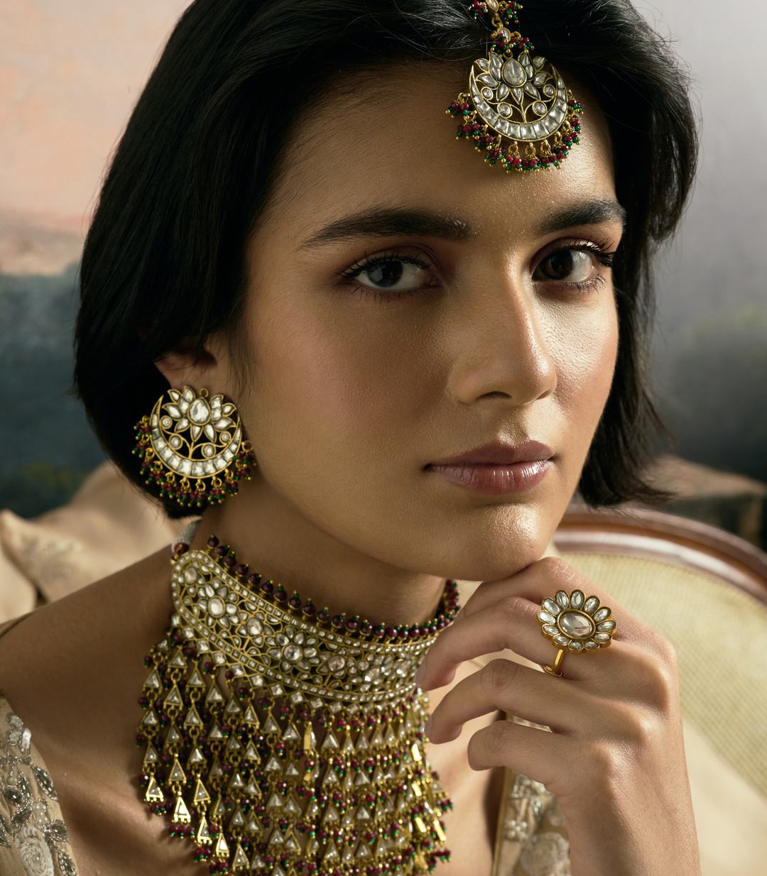 NIHARIKA GOLD PLATED KUNDAN RING