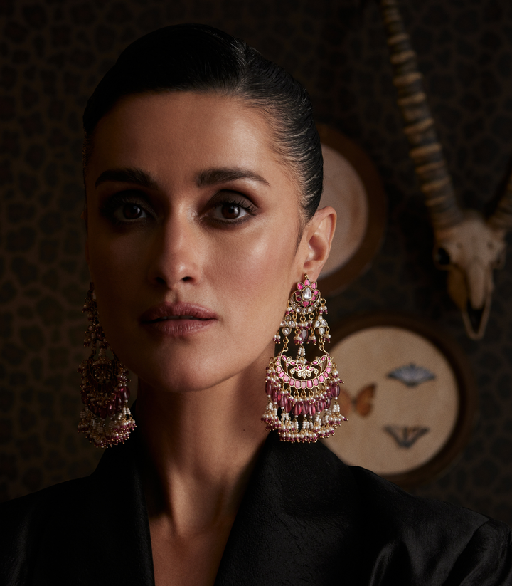 RATNA PRIYA RED KUNDAN CHANDBALI