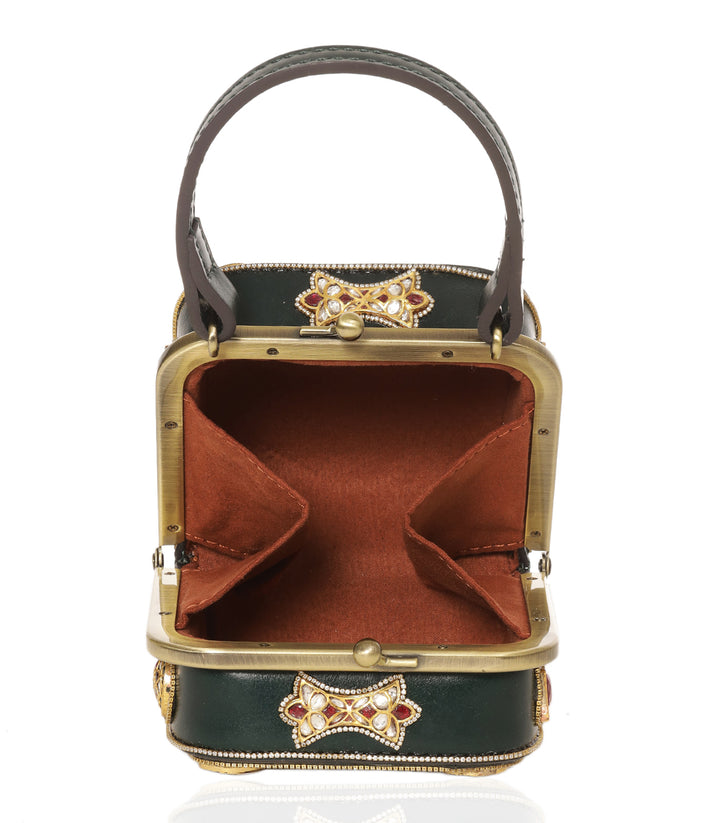 MISHIKA GREEN KUNDAN HAND BAG