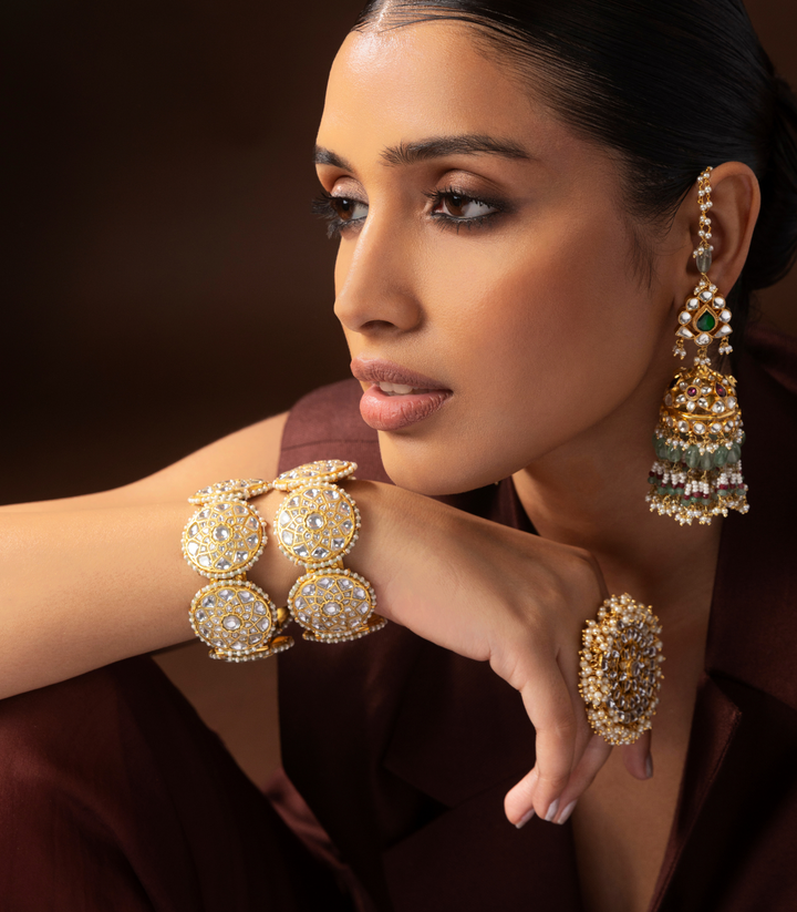 ZOYA WHITE KUNDAN BANGLES