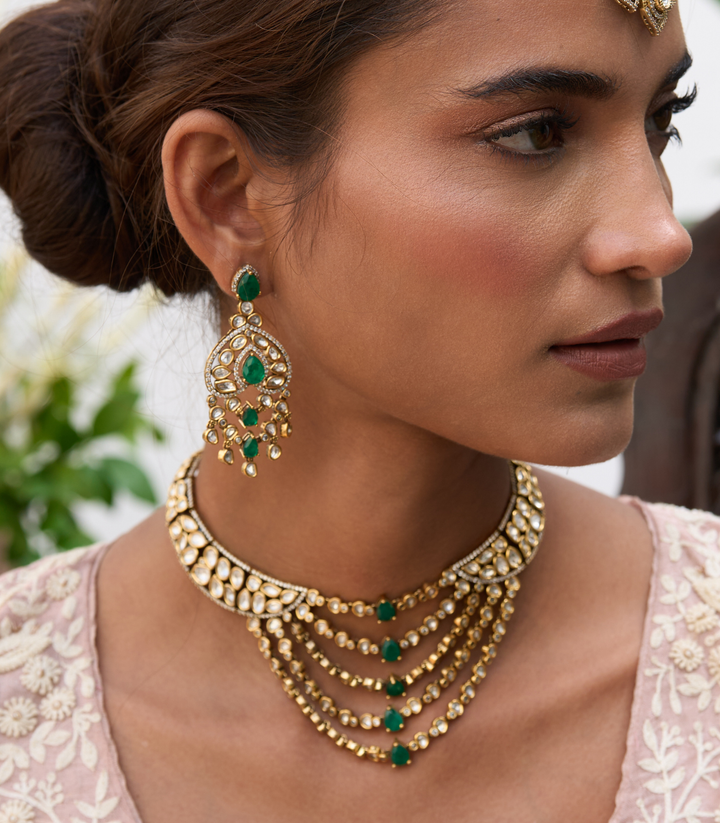 VAIDEHI GREEN KUNDAN NECKLACE SET