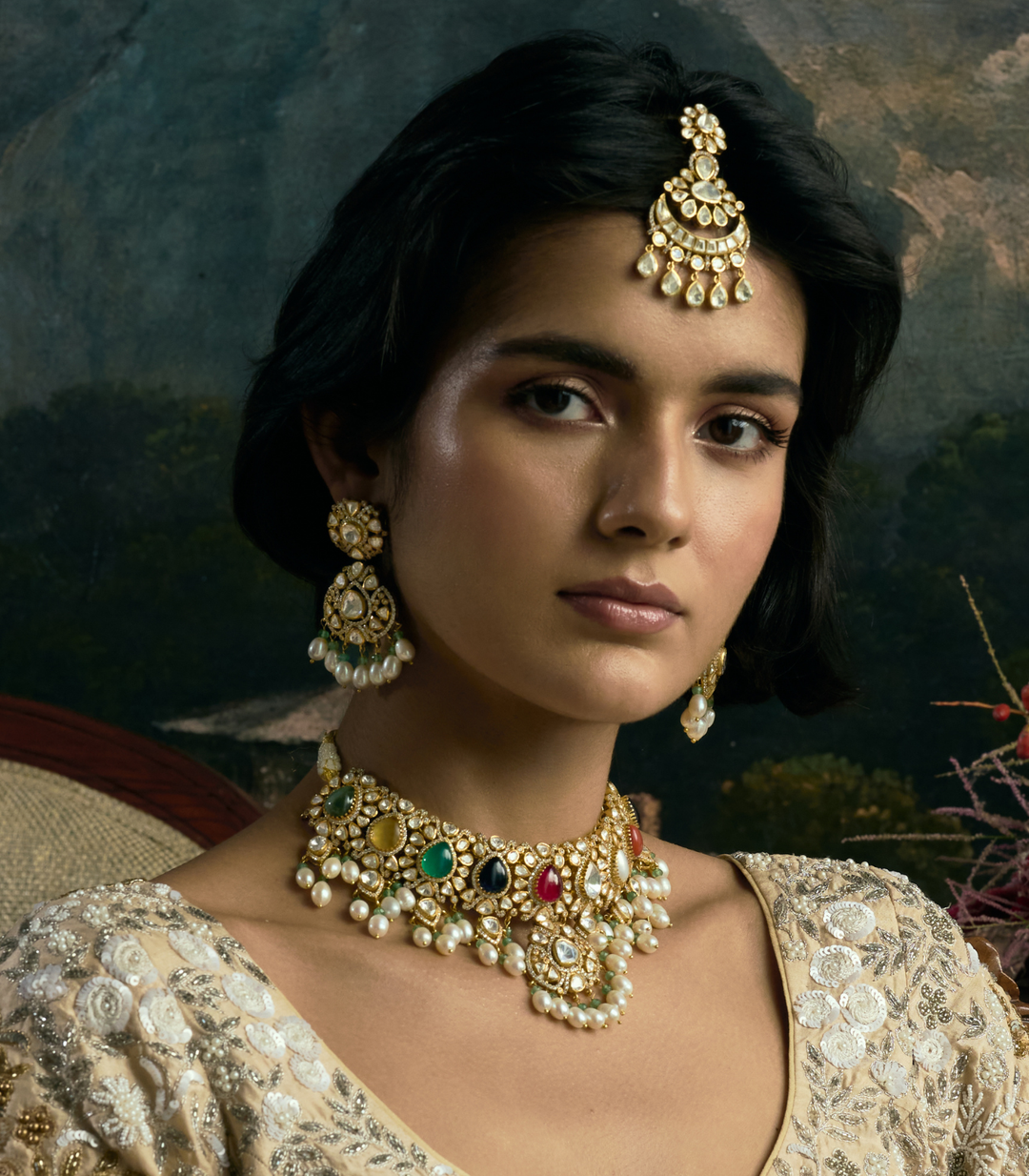 MAYUR POLKI GOLD PLATED TIKKA