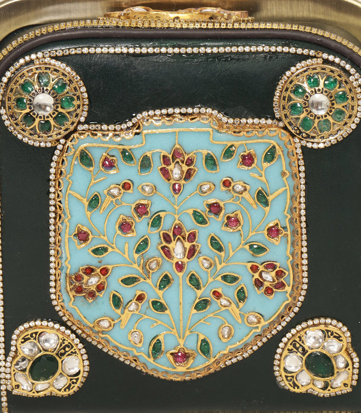 MISHIKA GREEN KUNDAN HAND BAG