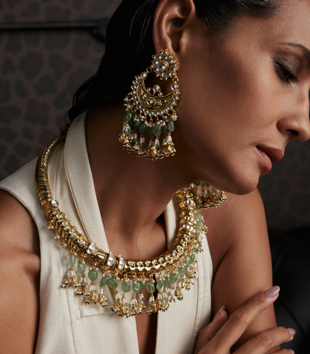 AGASTYA GREEN KUNDAN NECKLACE SET