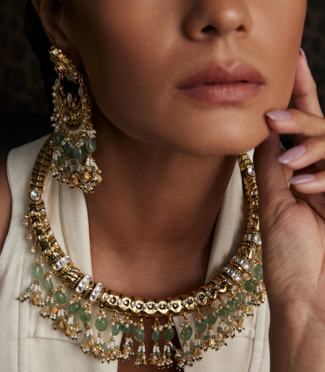 AGASTYA GREEN KUNDAN NECKLACE SET