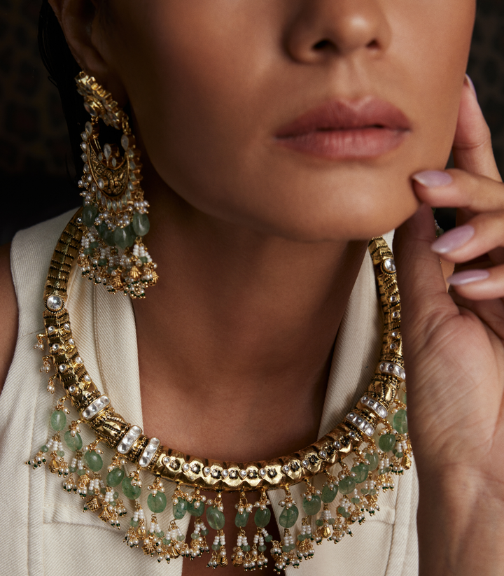 AGASTYA GREEN KUNDAN NECKLACE SET