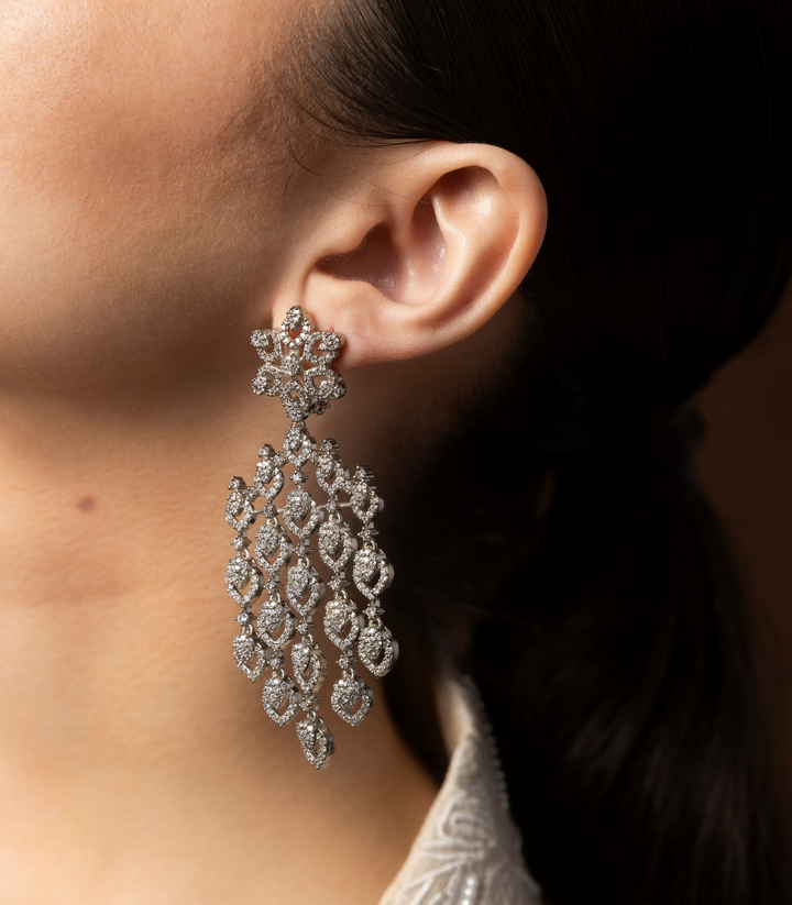 ALISHA SILVER FINISH ZIRCON DROP EARRING