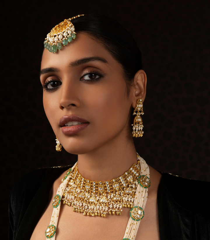 ZALAK WHITE KUNDAN NECKLACE SET