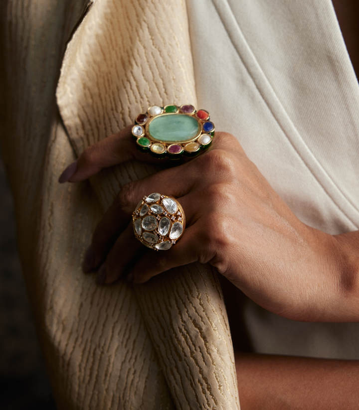ANANTA WHITE POLKI RING