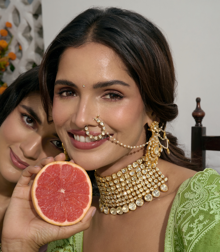 AVIKA WHITE POLKI NOSE RING