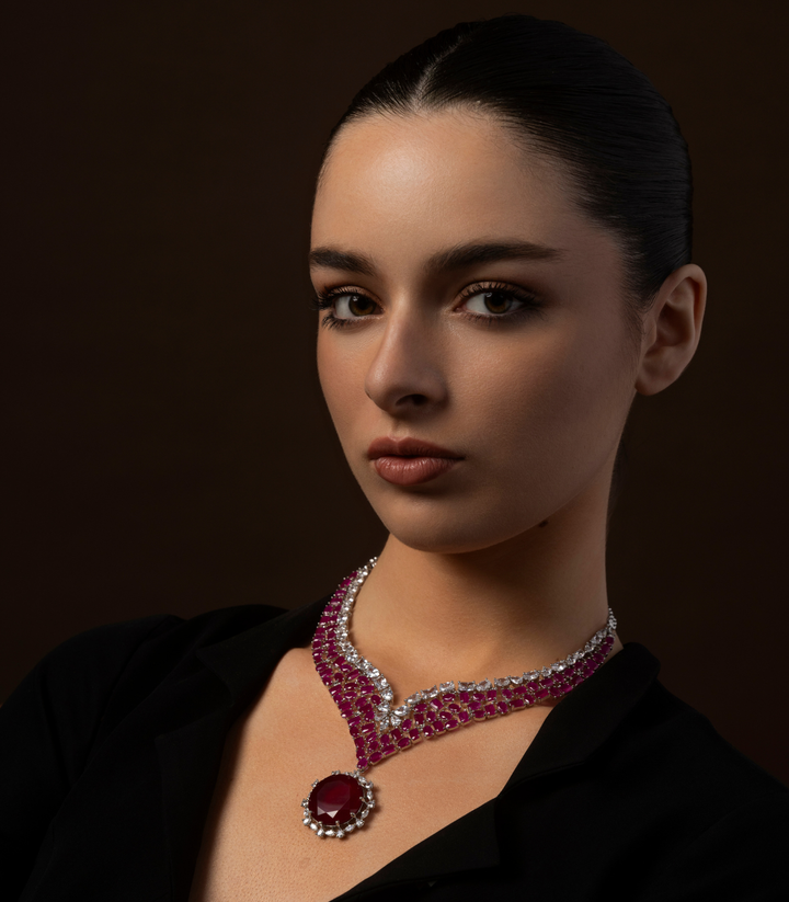 RUHI RUBY ZIRCON NECKLACE SET