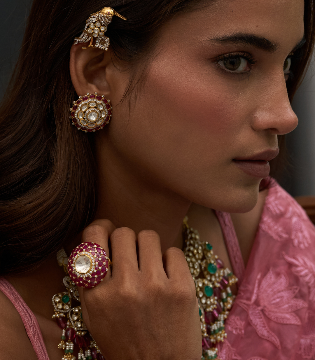 REEVA RED POLKI STUD