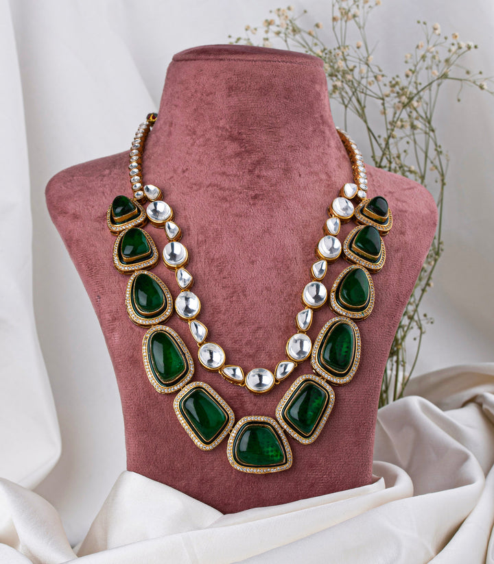 Mayuki Green Two Line Necklace Set