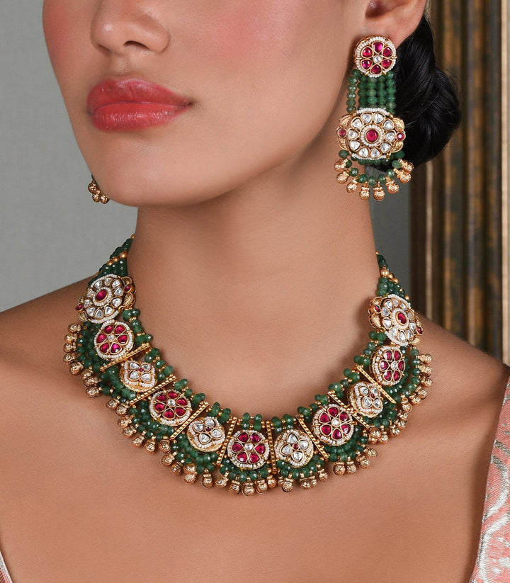 HINAL RED & GREEN NECKLACE SET