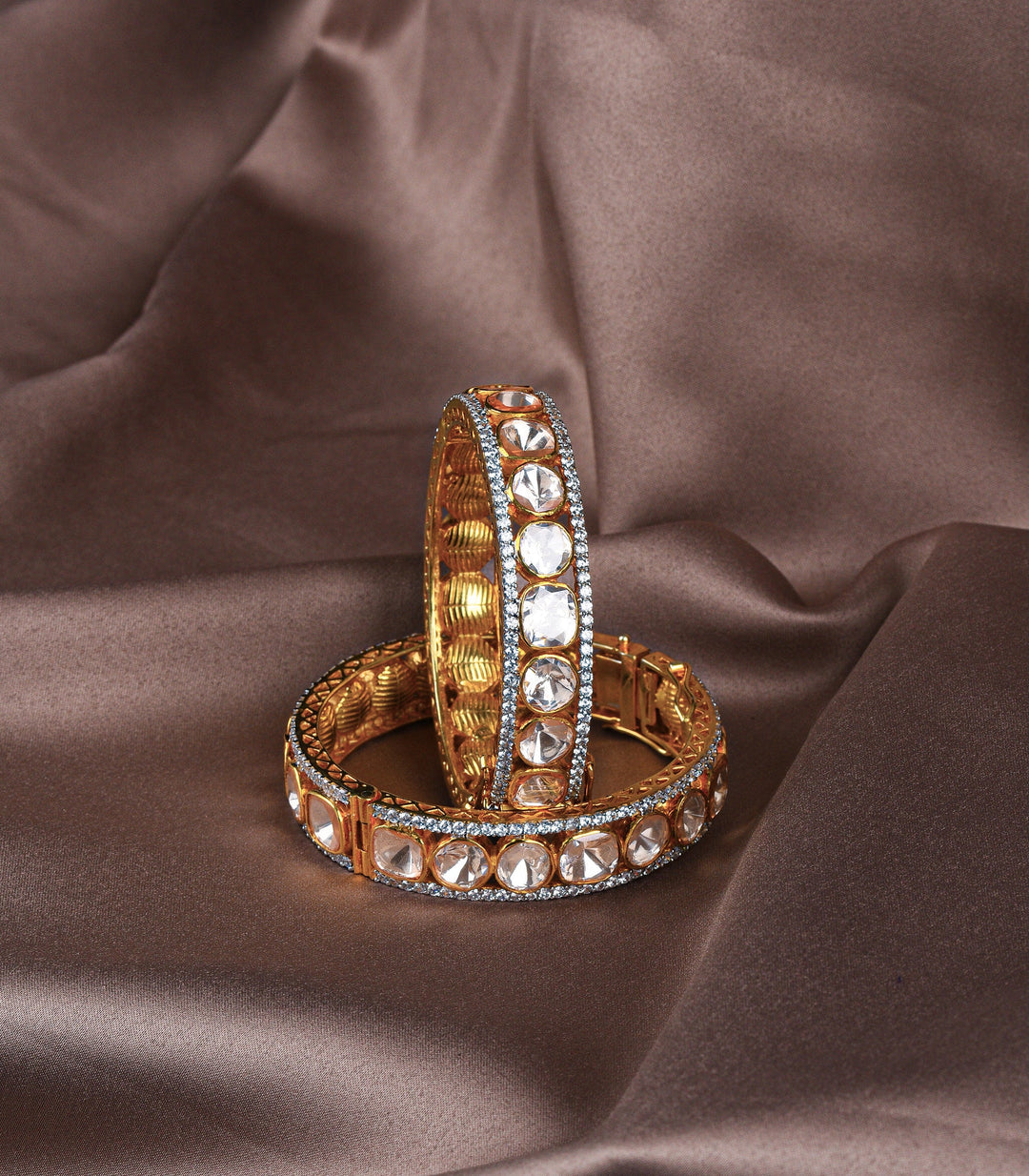 CHANDNI GOLD PLATED SINGLE LINE  MOISSANITE  BANGLES