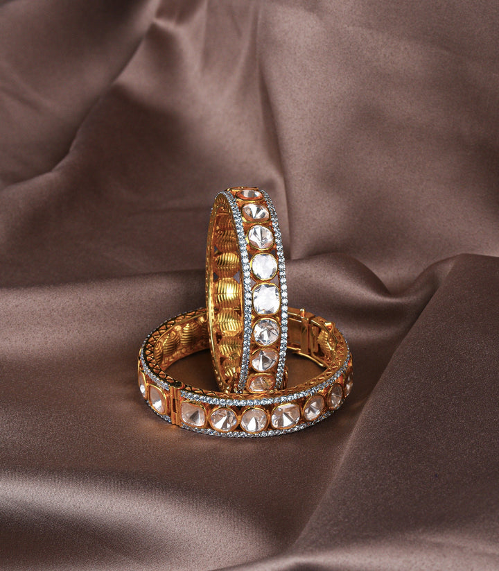 CHANDNI GOLD PLATED SINGLE LINE  MOISSANITE  BANGLES