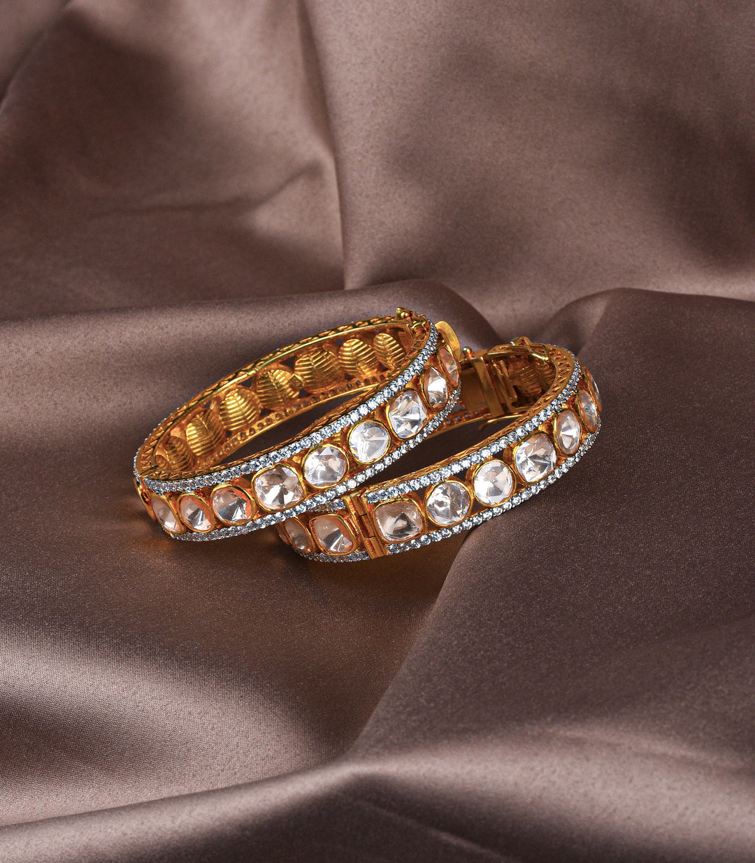 CHANDNI GOLD PLATED SINGLE LINE  MOISSANITE  BANGLES