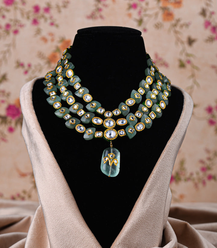MANASVINI MINT KUNDAN NECKLACE